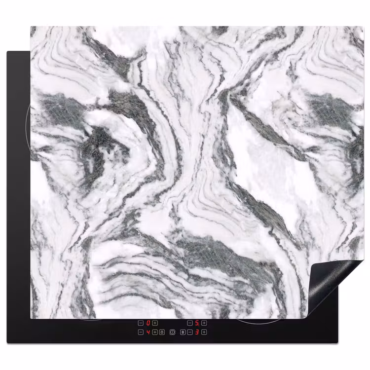 Protection plaque induction - Blanc - Marbre - Ondulé - Graphite — 1
