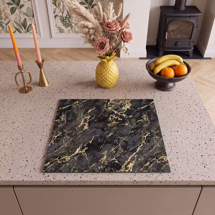 Protection plaque induction - Marbre - Noir - Structure or — 3