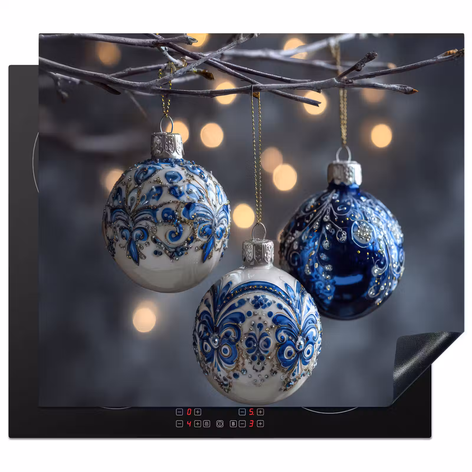 Protection plaque induction - Boule de Noël - Décorée - Bleu — 1