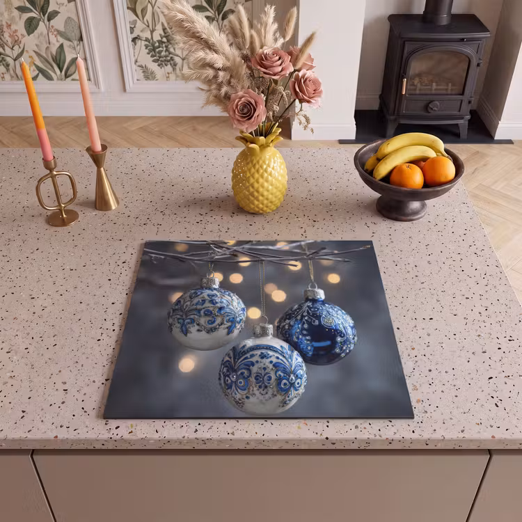 Protection plaque induction - Boule de Noël - Décorée - Bleu — 3