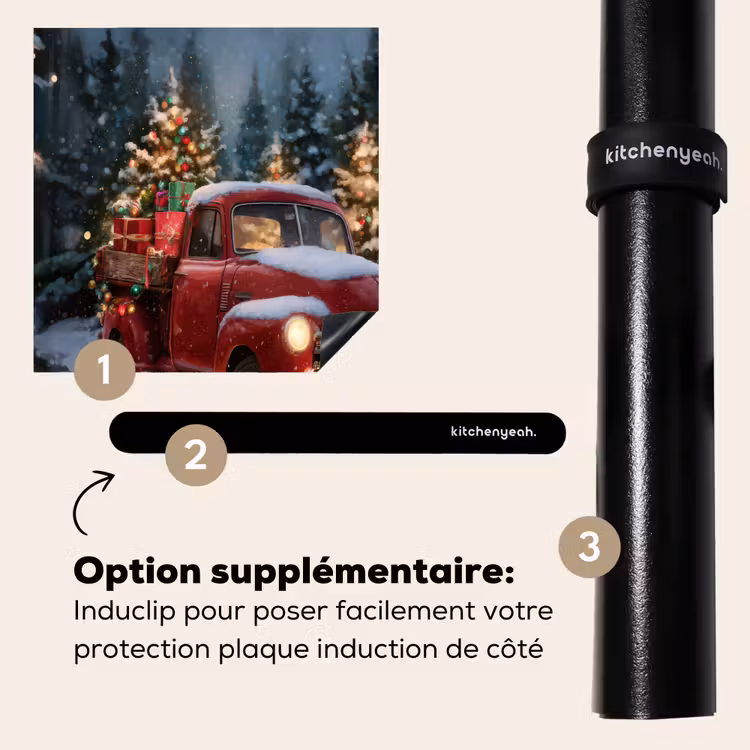 Protection plaque induction - Camion de Noël - Forêt de neige - Rouge — 8