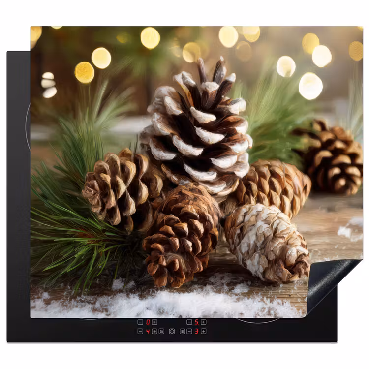 Protection plaque induction - Pommes de pin - Esprit de Noël - Marron - Vert — 1