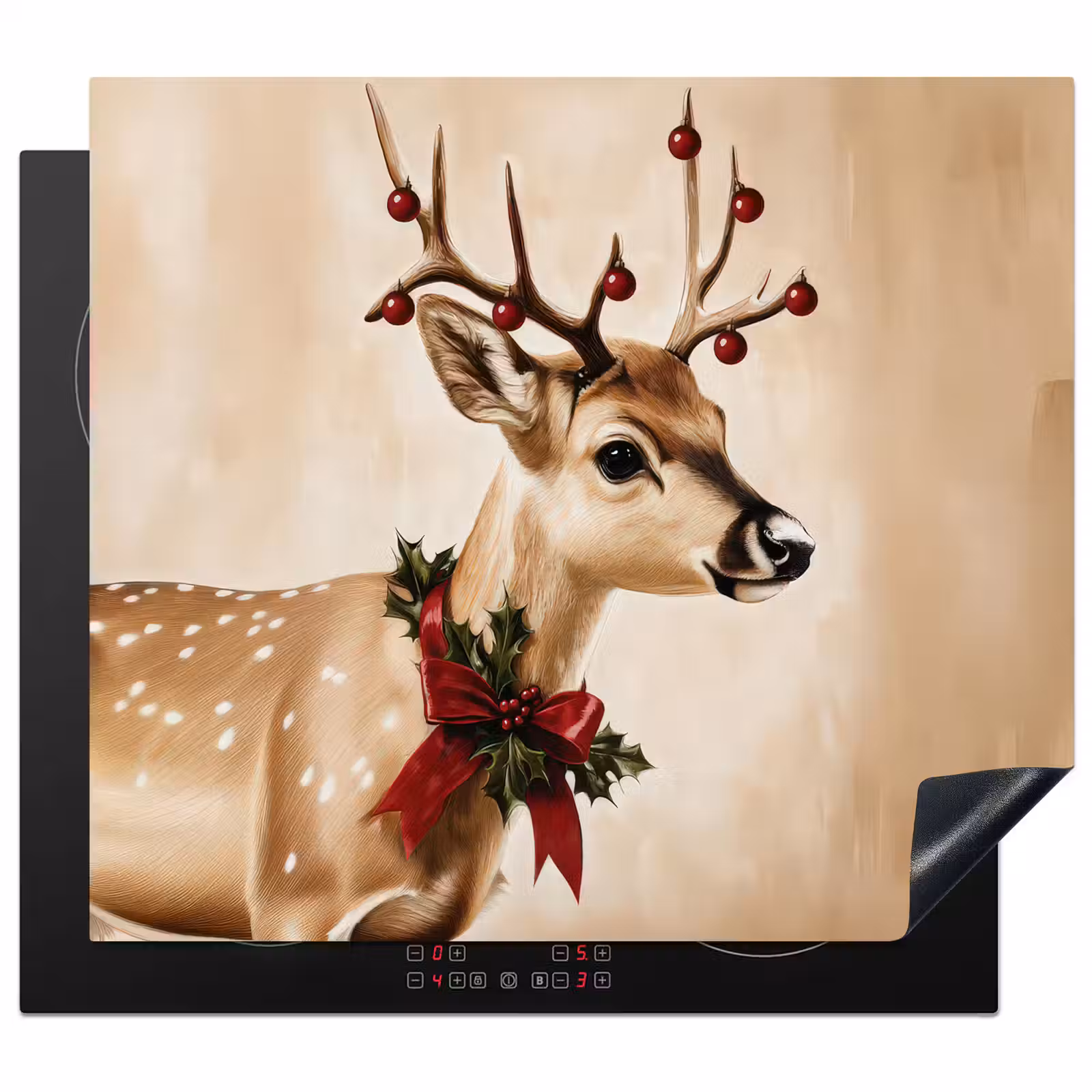 Protection plaque induction - Bois - Noël - Renne - Rouge — 1