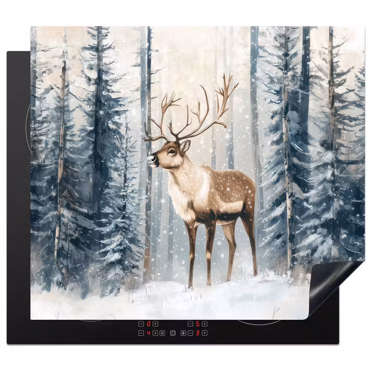 Protection plaque induction - Renne - Neige - Forêt - Blanc — 1