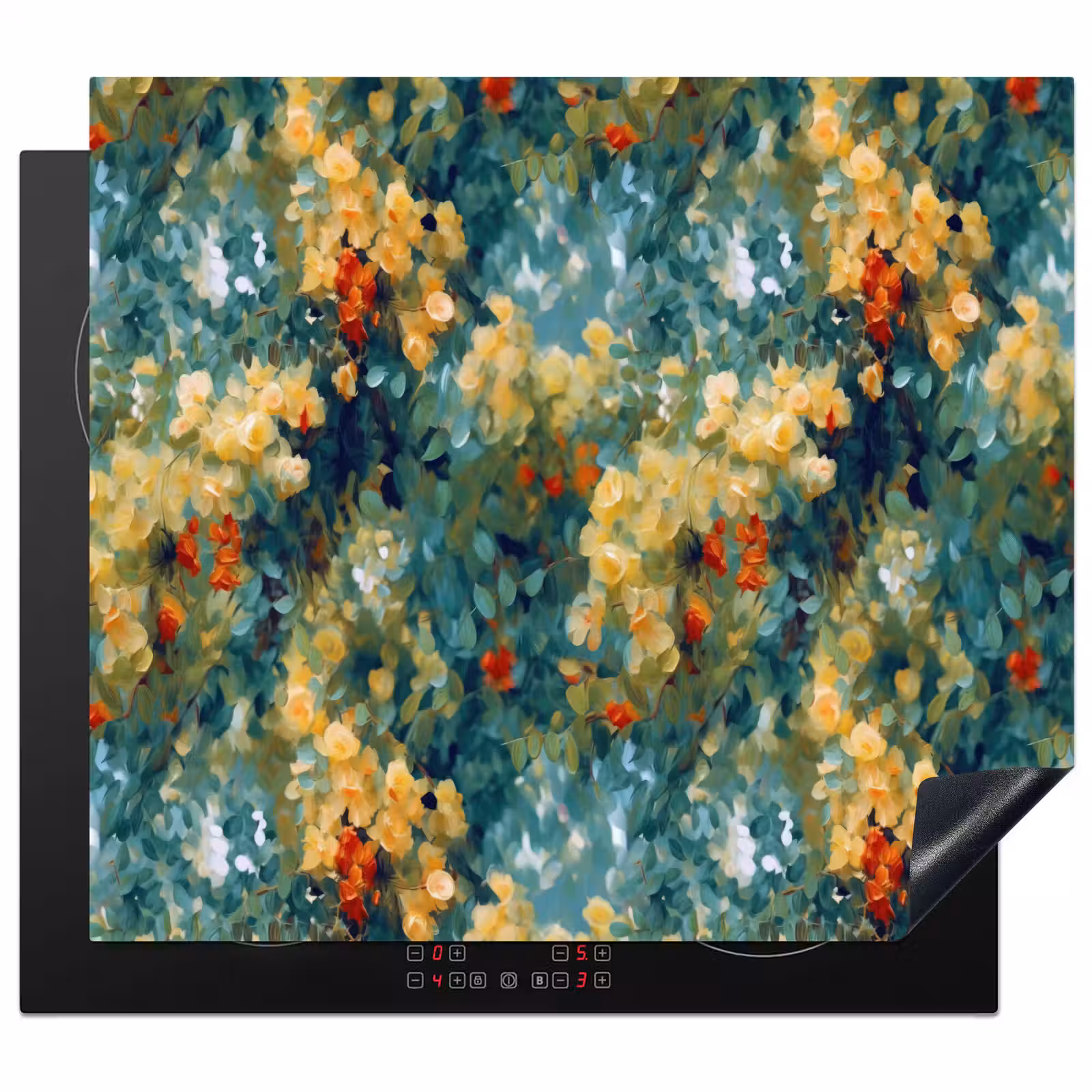 Protection plaque induction - Jaune - Fleurs - Vert - Feuilles — 1