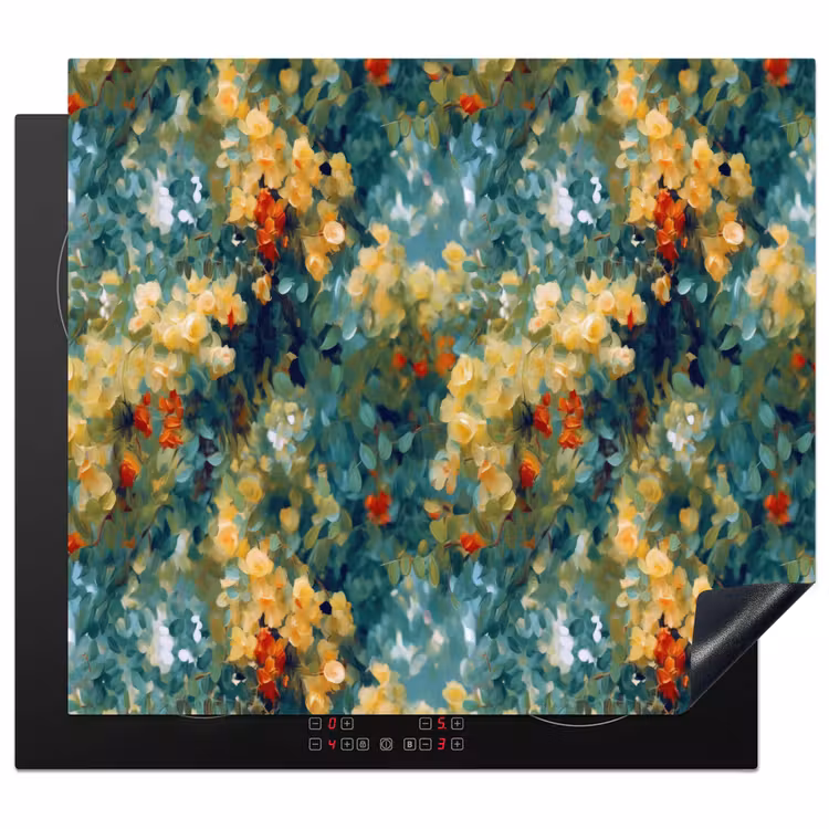 Protection plaque induction - Jaune - Fleurs - Vert - Feuilles — 1