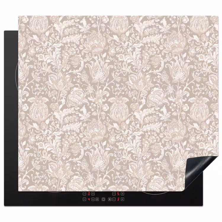 Protection plaque induction - Imprimé floral - Gris - Crème — 1