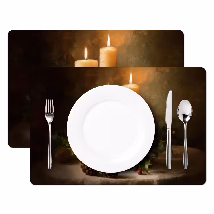 Sets de table en vinyle - Bougies - Noël - Multicolore — 2