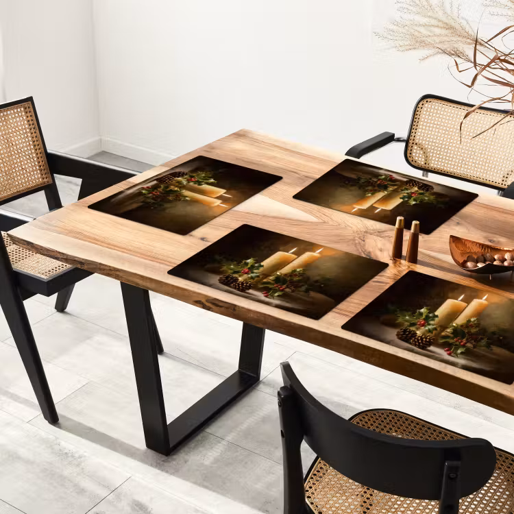 Sets de table en vinyle - Bougies - Noël - Multicolore — 4