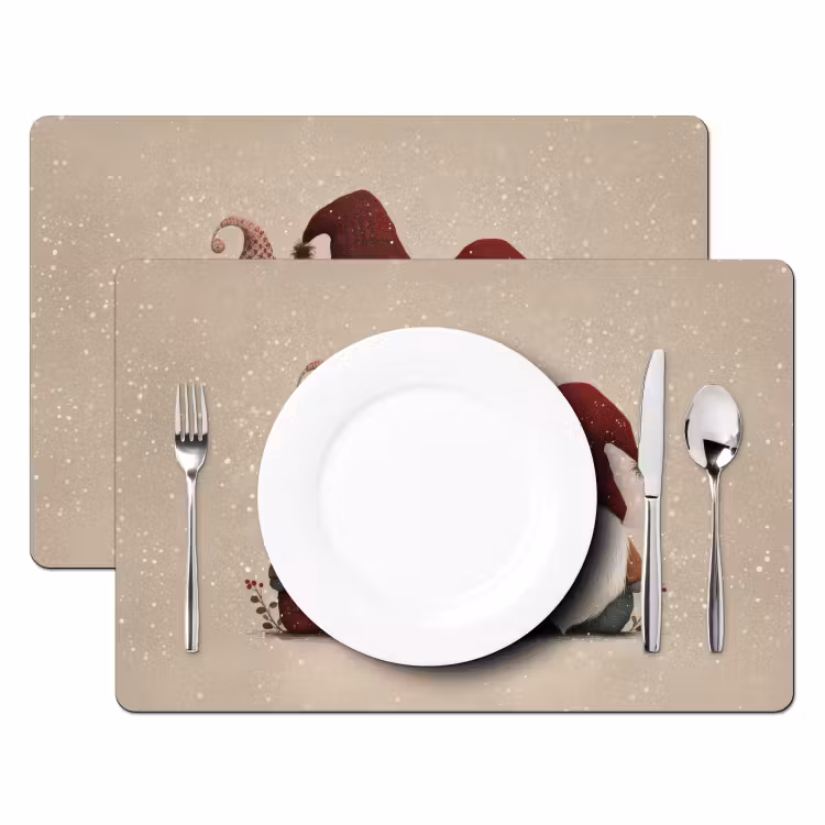 Set de table – 6 pièces - Gnomes - Noël - Neige - Chapeaux pointus — 2