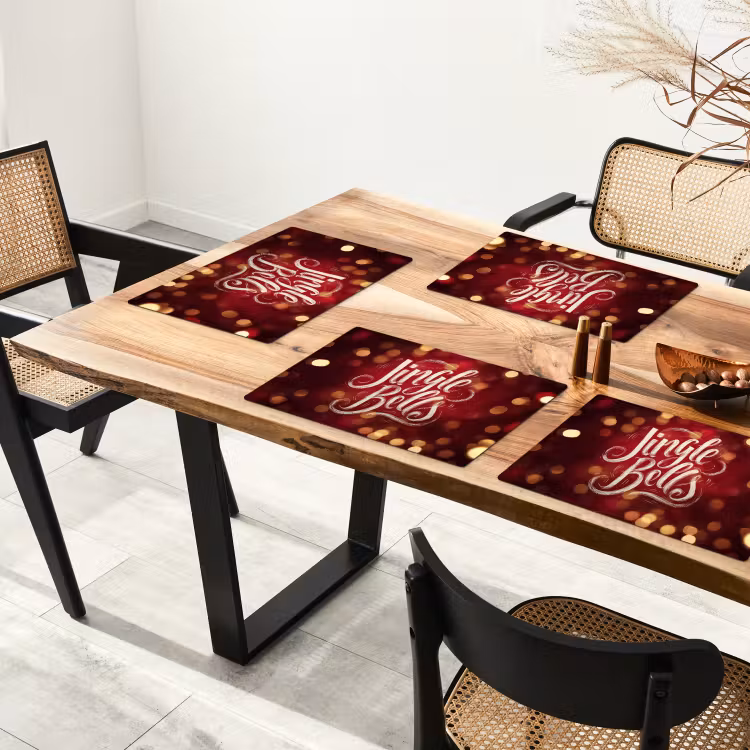 Sets de table en vinyle - Jingle - Bells - Noël - Rouge — 4