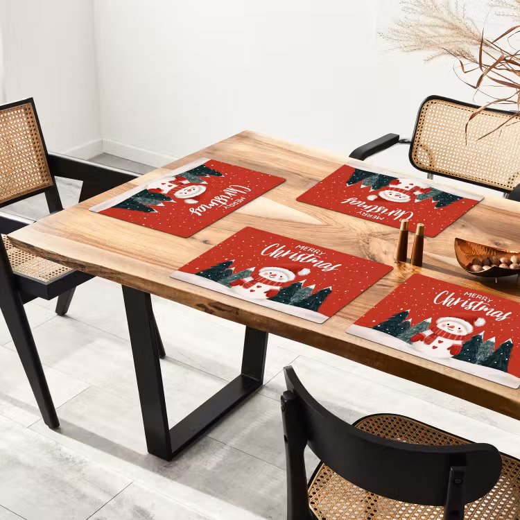 Sets de table en vinyle - Vœux de Noël - Neige - Rouge — 4