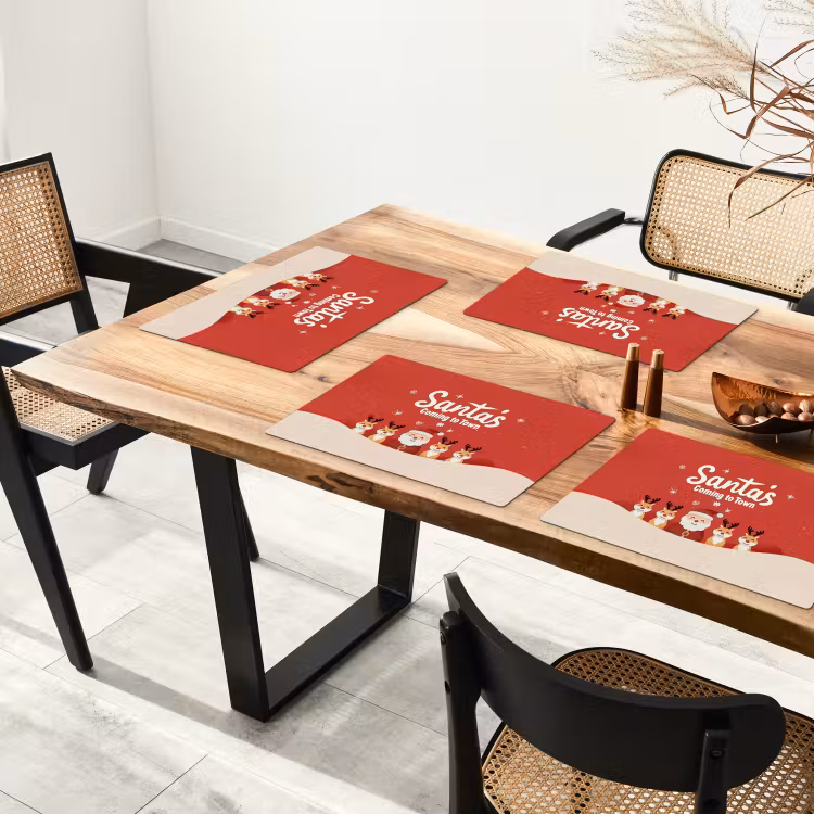 Set de table – 6 pièces - Illustration - Père Noël - Renne - Rouge — 4