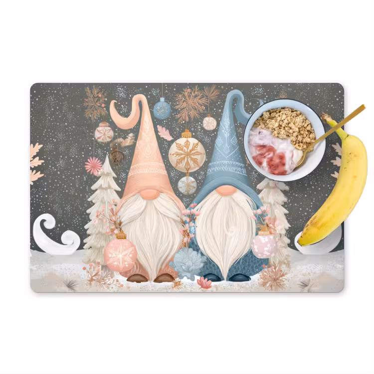 Sets de table en vinyle - Noël - Gnomes - Pastel — 1