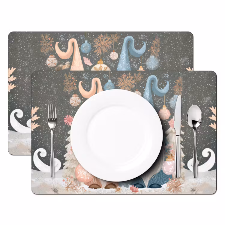 Sets de table en vinyle - Noël - Gnomes - Pastel — 2