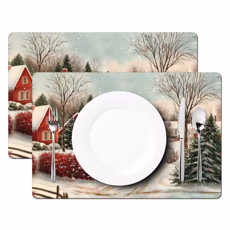 Sets de table en vinyle - Ambiance de Noël - Rural - Rouge — 2