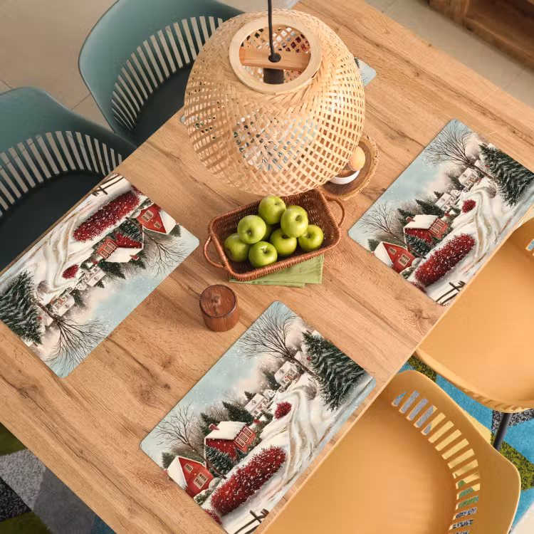 Sets de table en vinyle - Ambiance de Noël - Rural - Rouge — 3