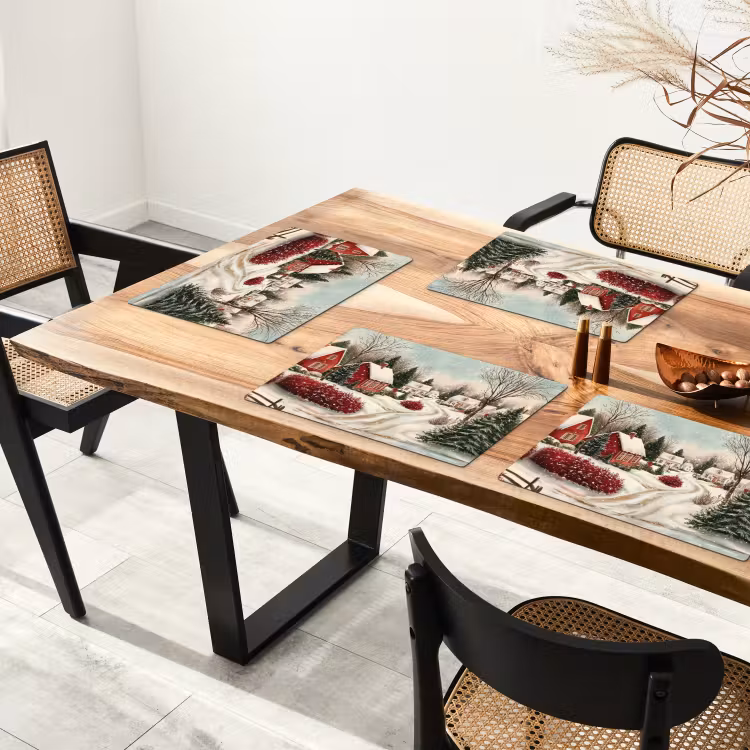 Sets de table en vinyle - Ambiance de Noël - Rural - Rouge — 4