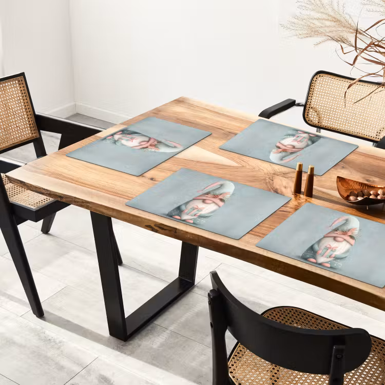 Sets de table en vinyle - Gnome de Noël - Cadeau - Vert — 4