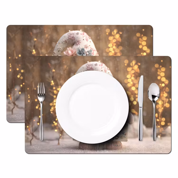 Sets de table en vinyle - Noël - Gnome - Assiette - Colorée — 2