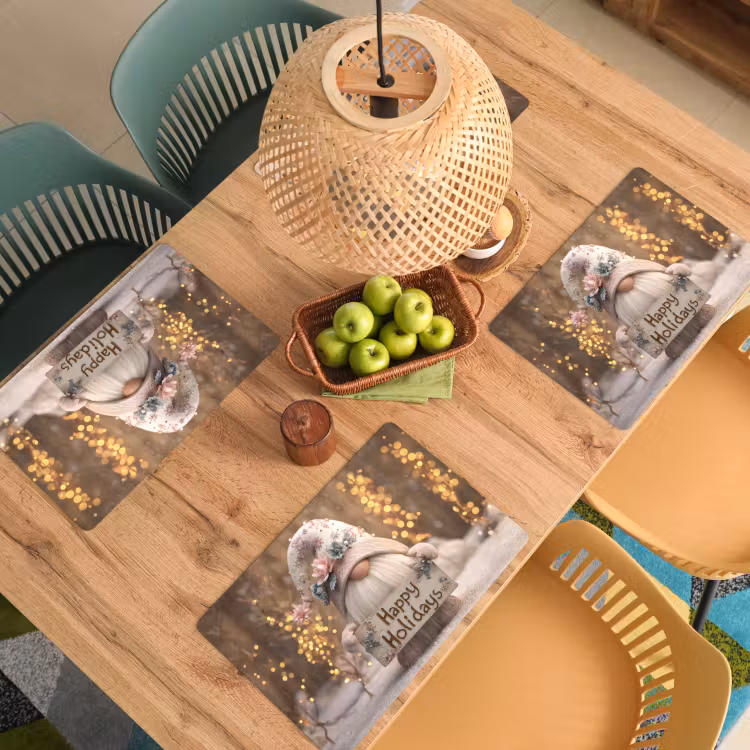 Sets de table en vinyle - Noël - Gnome - Assiette - Colorée — 3