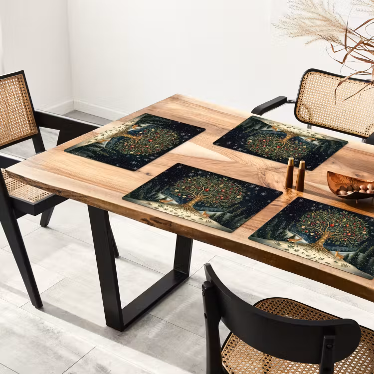 Sets de table en vinyle - Arbre de la fête - Ciel d'hiver - Coloré — 4