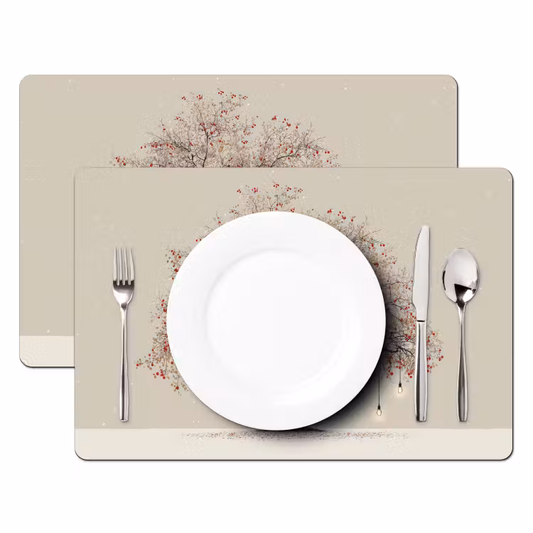 Sets de table en vinyle - Arbre lumineux - Hiver - Noël - Multicolore — 2