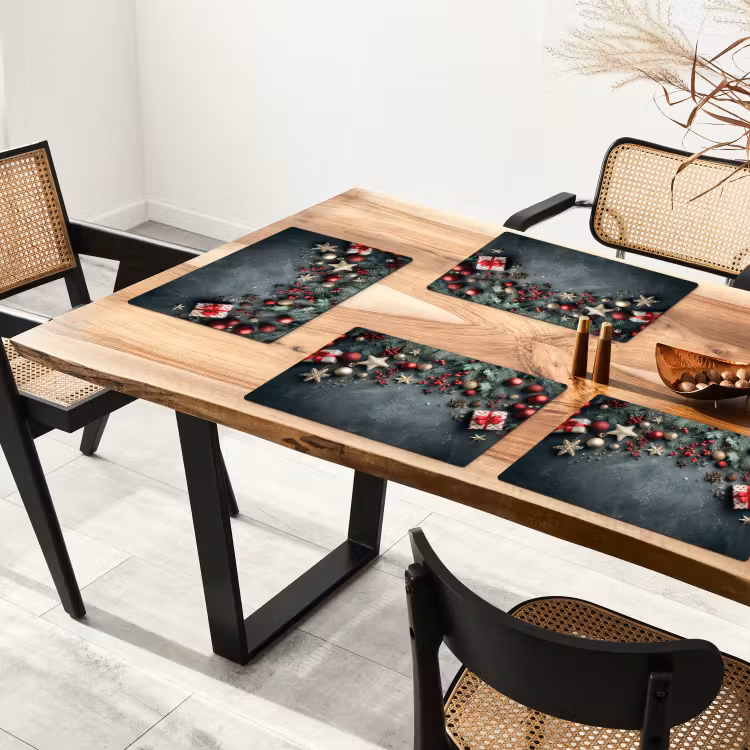 Sets de table en vinyle - Cadre de Noël - houx - coloré — 4