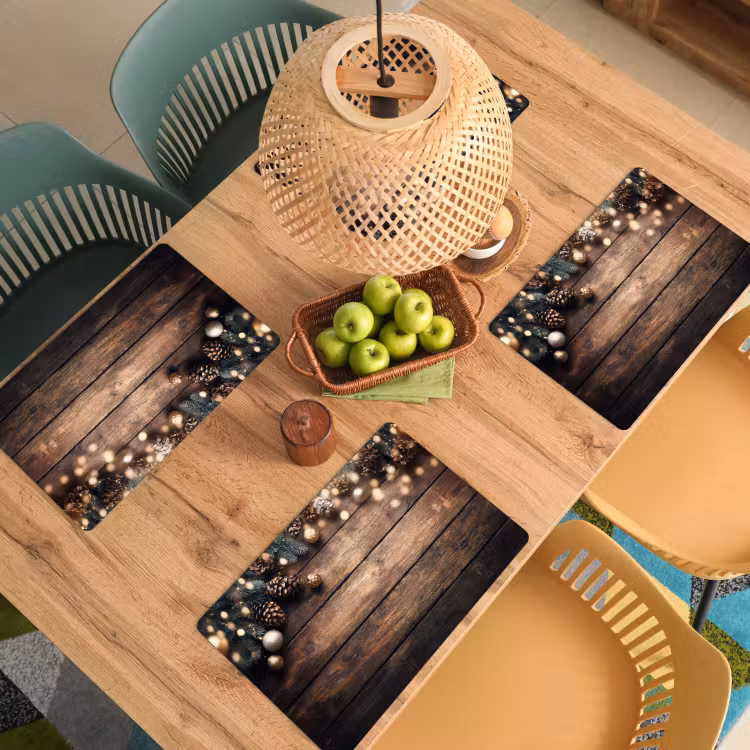 Sets de table en vinyle - Décoration de Noël - Bois - Pomme de pin - Marron — 3