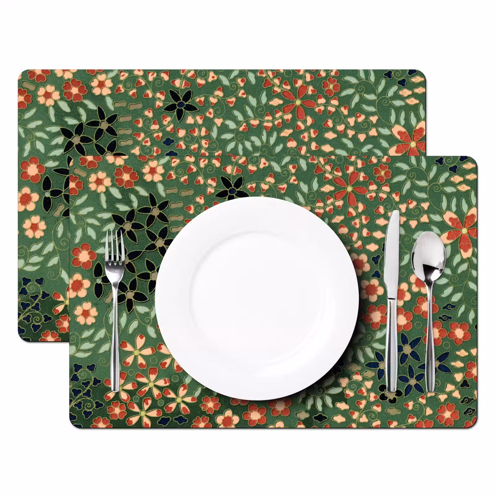 Sets de table en vinyle - Fleurs - Vert - Noël - Rouge - Vacances — 1
