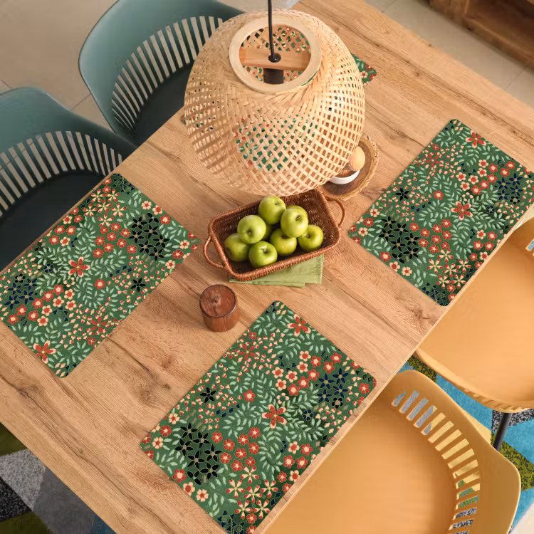 Sets de table en vinyle - Fleurs - Vert - Noël - Rouge - Vacances — 2