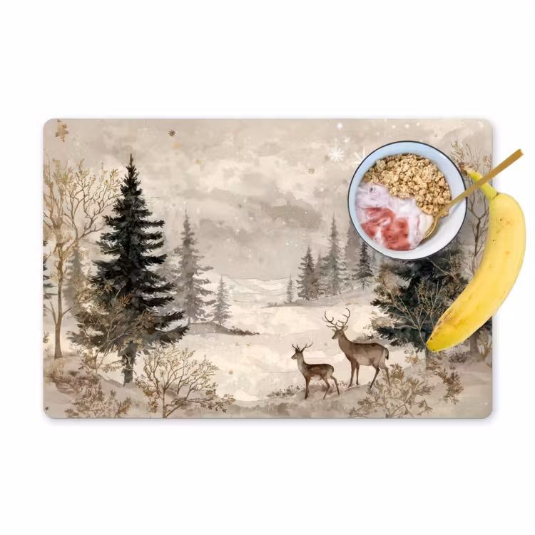 Sets de table en vinyle - Forêt - Cerf - Hiver - Neige — 1