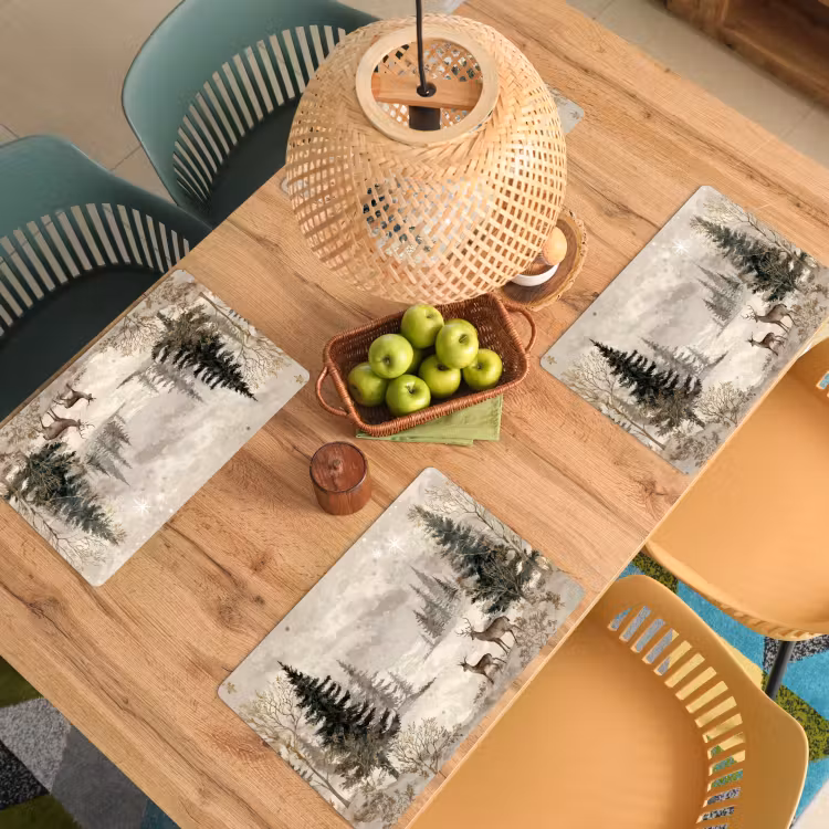 Sets de table en vinyle - Forêt - Cerf - Hiver - Neige — 3