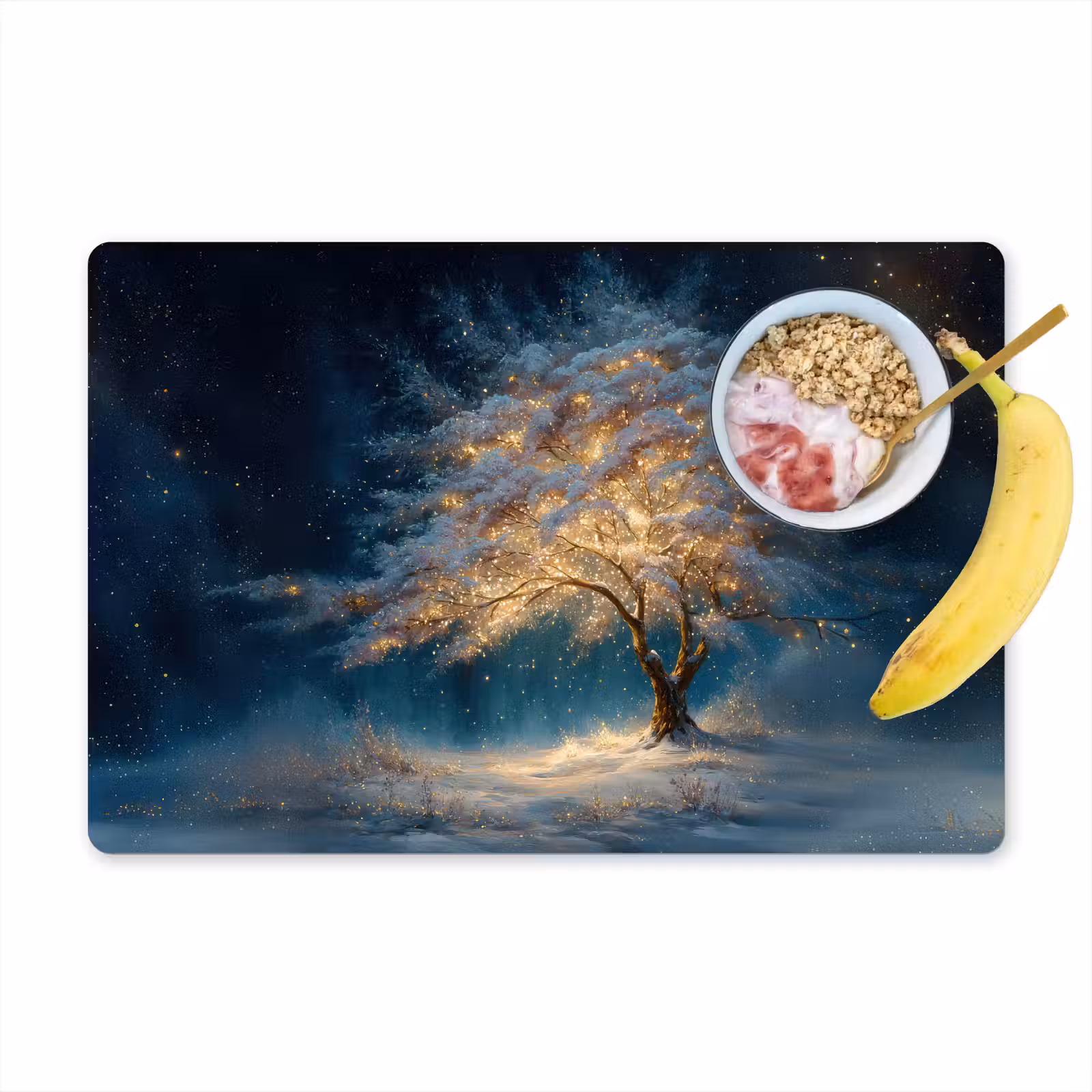 Sets de table en vinyle - Arbre de vie - Nuit - Sombre - Bleu — 1