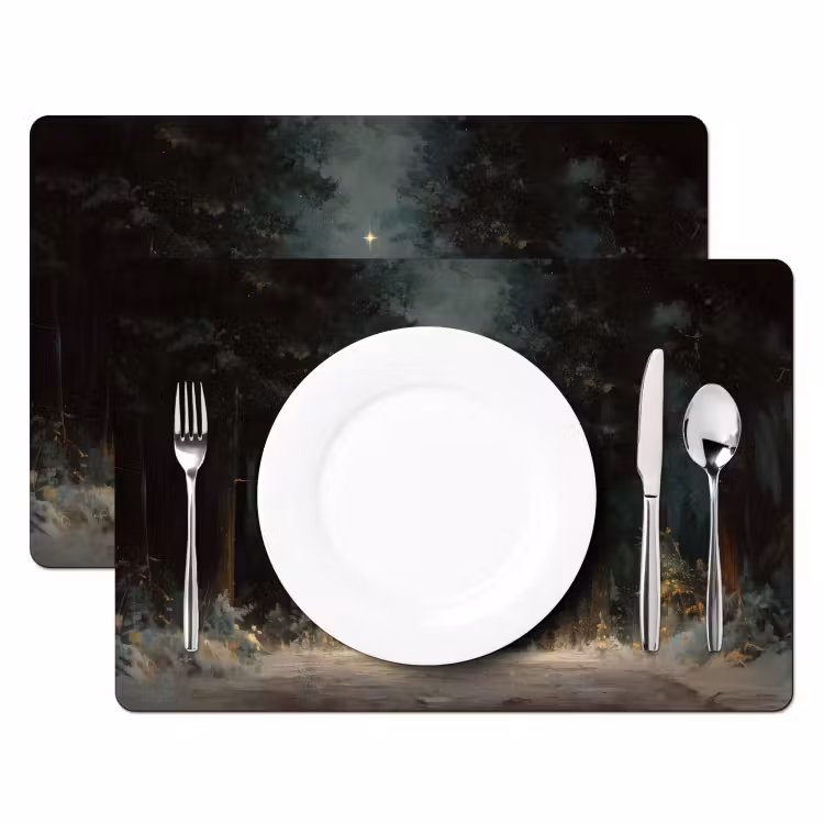 Sets de table en vinyle - Arbre de Noël - Forêt - Neige - multicolore — 2