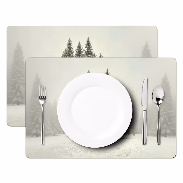 Sets de table en vinyle - Arbres - Neige - Blanc — 2