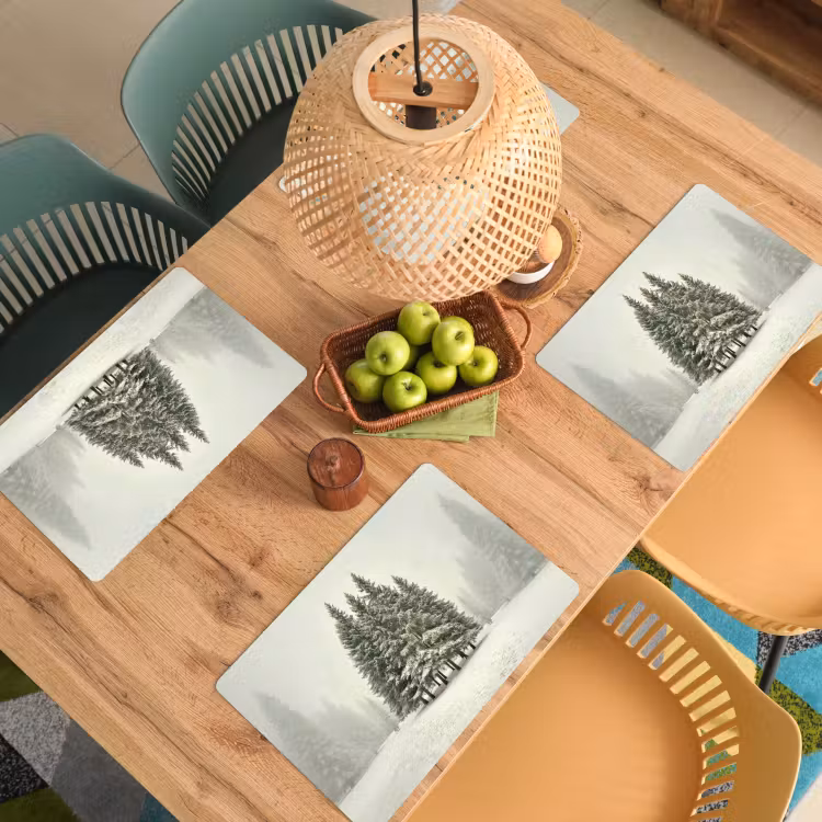 Sets de table en vinyle - Arbres - Neige - Blanc — 3