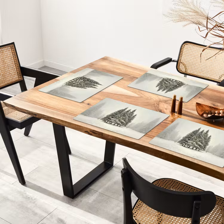 Sets de table en vinyle - Arbres - Neige - Blanc — 4