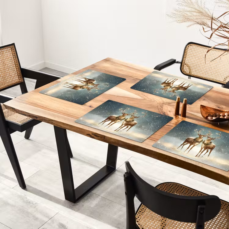 Sets de table en vinyle - Magie de Noël - Forêt d'hiver - Renne — 4
