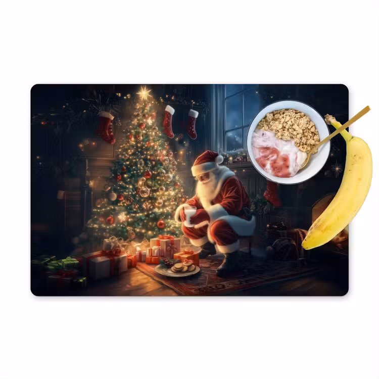 Sets de table en vinyle - Père Noël - Cheminée - Foncé — 1