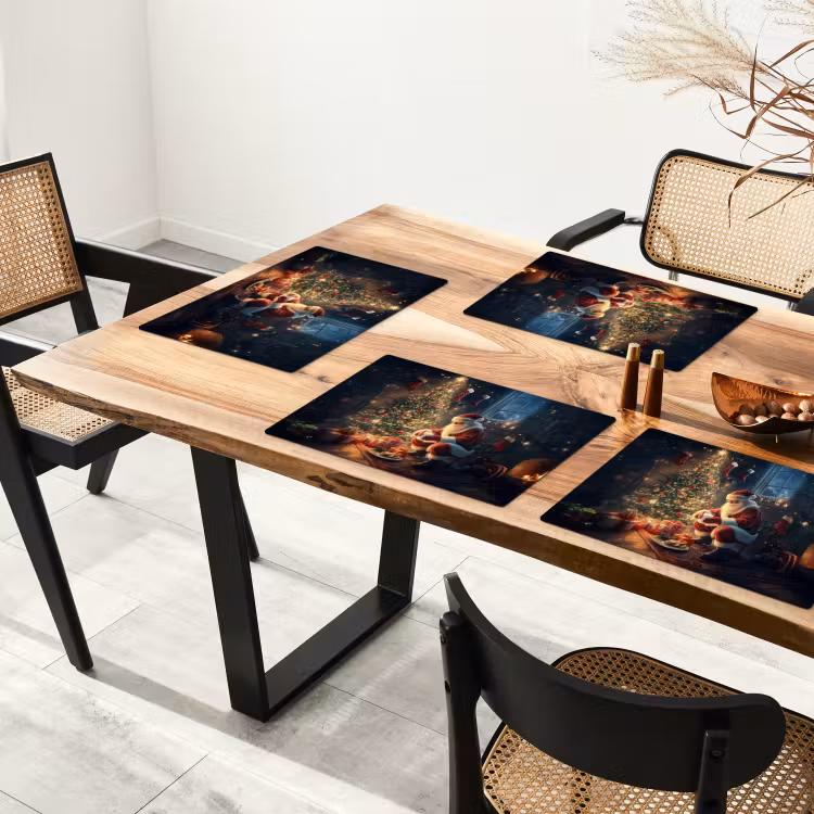 Sets de table en vinyle - Père Noël - Cheminée - Foncé — 4