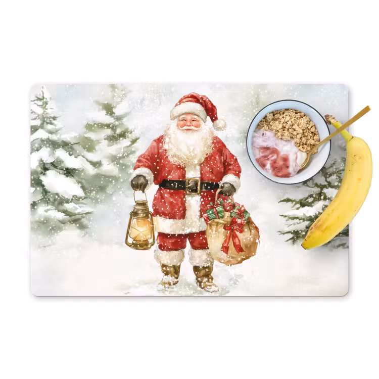 Sets de table en vinyle - Père Noël - Hiver - Neige - Blanc - Rouge — 1
