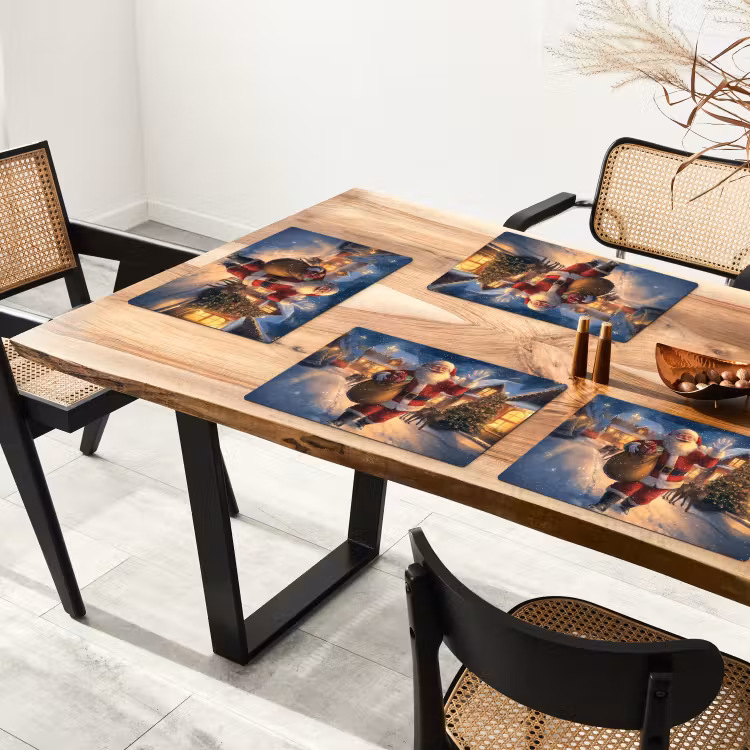 Sets de table en vinyle - Père Noël - Village - Cerf - Foncé — 4