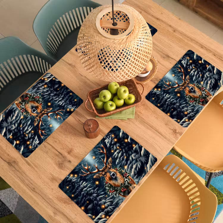 Sets de table en vinyle - Noël - Magie - Forêt - Coloré — 3