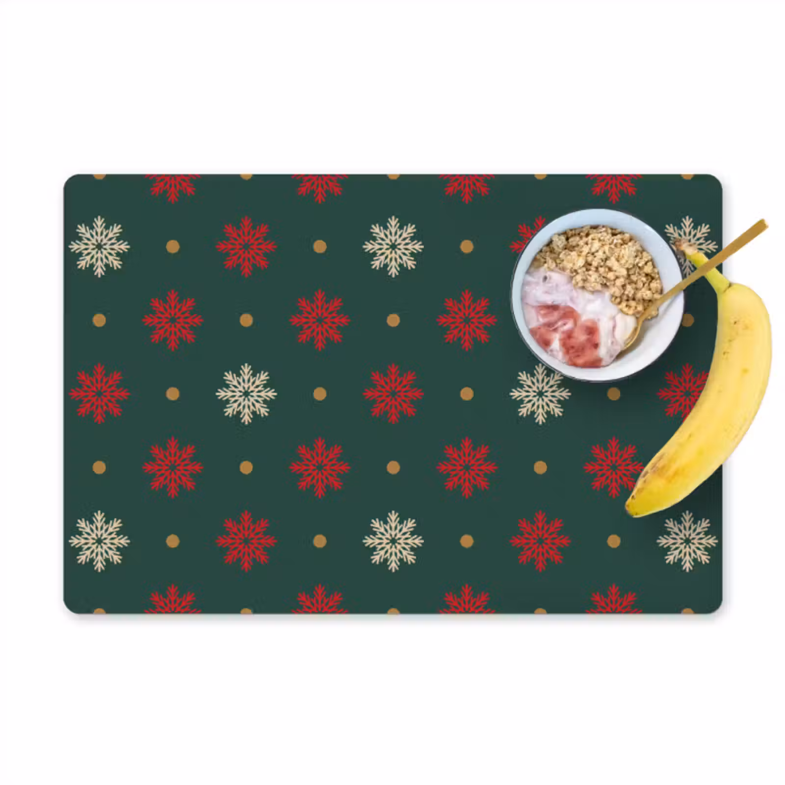 Sets de table en vinyle - Illustration - Flocons de neige - Vert — 1