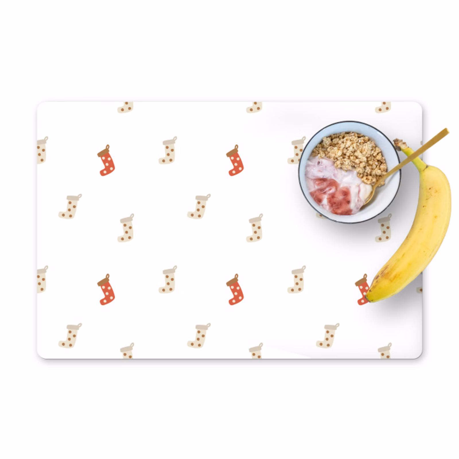 Sets de table en vinyle - Illustration - Chaussettes de Noël - Blanc — 1