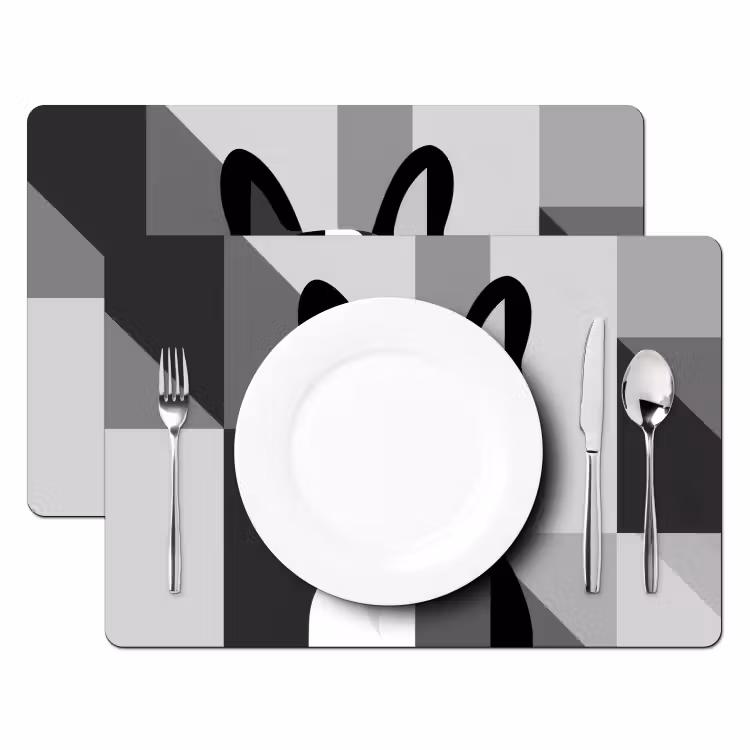 Sets de table en vinyle - Bulldog - Noir - Abstrait - Avions — 2