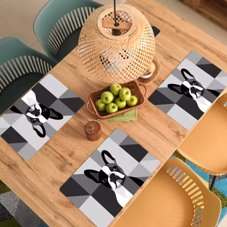 Sets de table en vinyle - Bulldog - Noir - Abstrait - Avions — 3