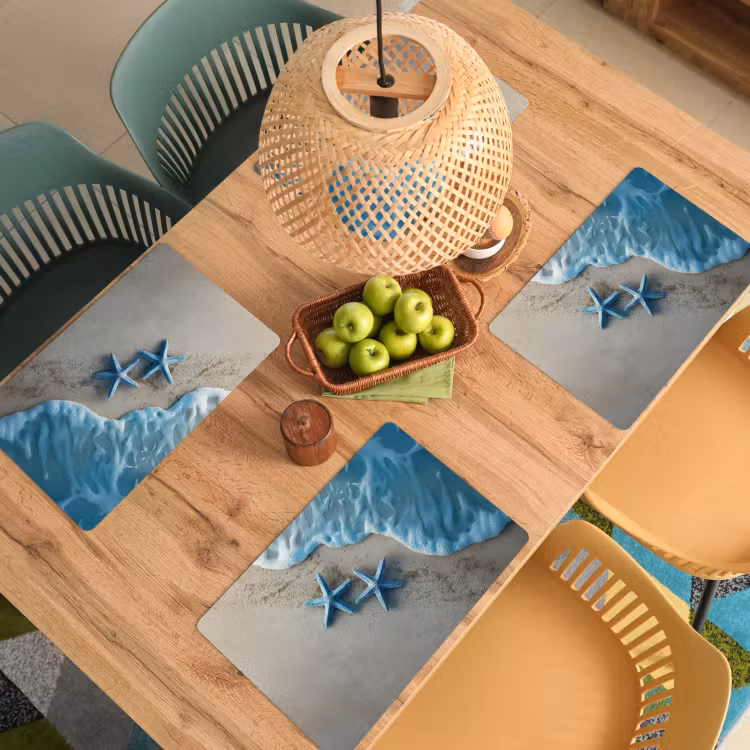 Sets de table en vinyle - Étoile de mer - Sable - Mer - Bleu — 3