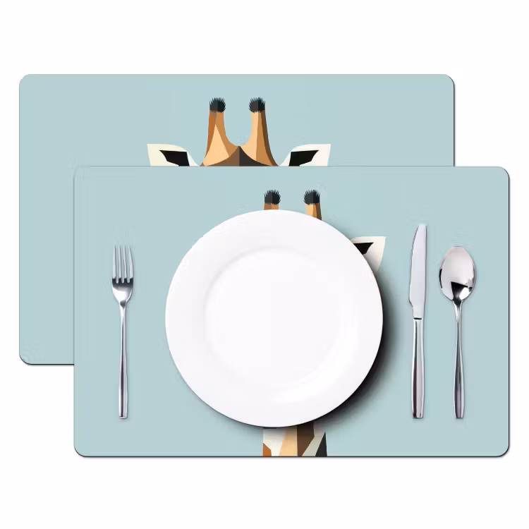 Sets de table en vinyle - Girafe - Illustration - Marron - Minimaliste — 2